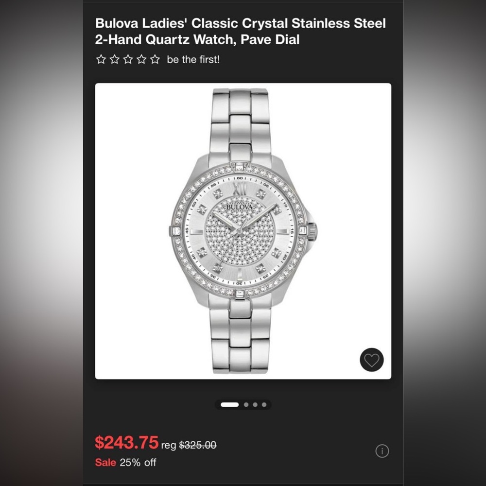 Bulova Women's Silver Crystal Quartz Watch